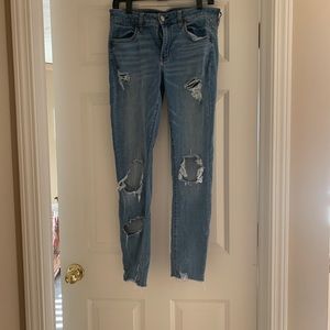 American Eagle Jeans, Low Rise, Size 12 Extra Long, Distressed, Jeggings